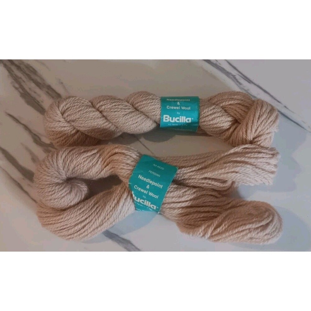 Bucilla Needlepoint & Crewel Yarn 100% Virgin Wool Lot of 2  Pink Color # 117